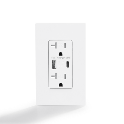 SMUT15A/20A with 30W Fast Charging Tamper-Resistant (TR) Receptacle Type-C & A Ports (PD/QC 3.0) | USVOLTRA